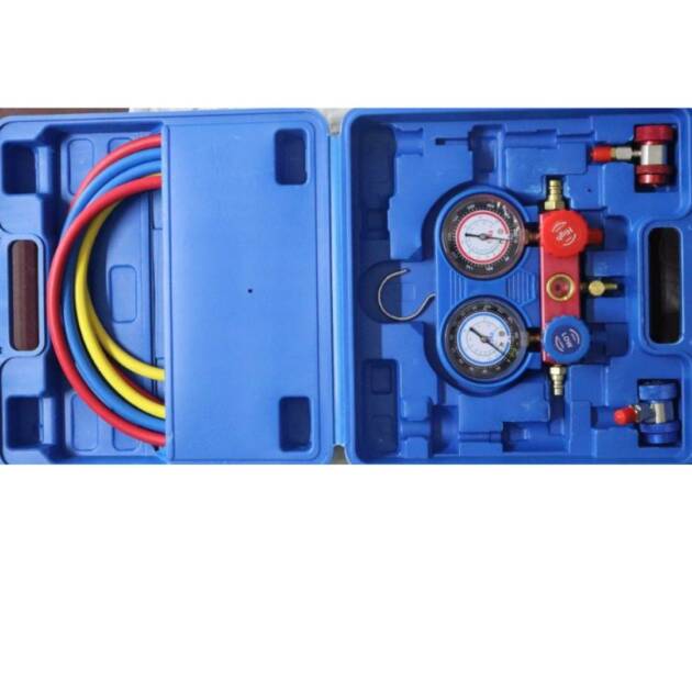 COOLTON Analog Tire Pressure Gauge Value Dual Manifold Gauge VMG-2-R410A-B-02 Designed Systems and air Conditioning  (R410 PSI)