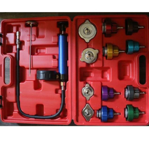 HiwowSport 14PCS Universal Car Radiator Pressure Leakage Tester Tool Set, Auto Cooling System Water Tank Leak Test Detector Kits with Adapters